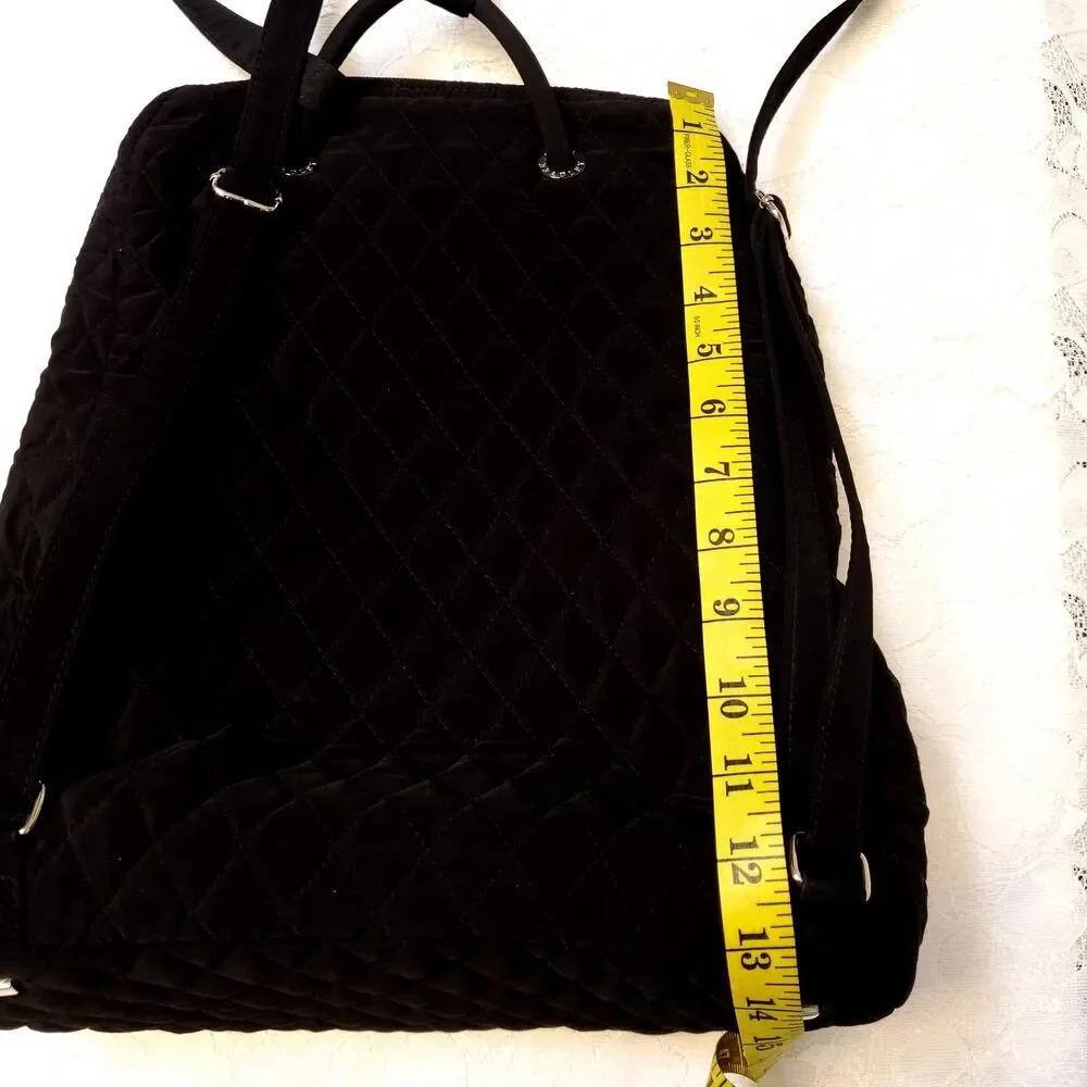 Vera Bradley Essential Classic Black Microfiber Backpack Quilted Bag Purse